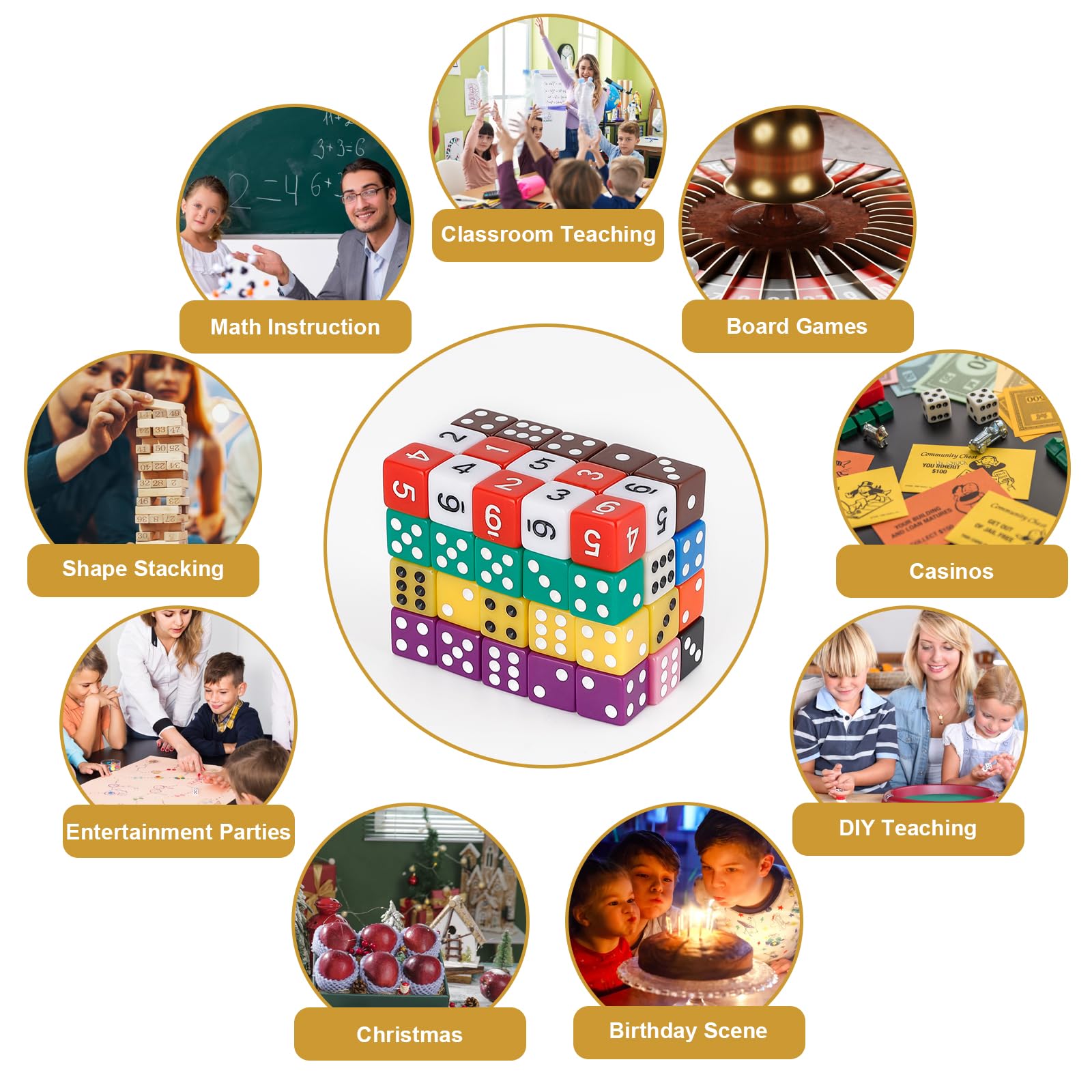 Amazon | 60ピース 16mm カラーダイスセット、6面標準不透明